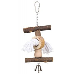 TRIXIE 58961 madárjáték fa akasztható állóka kötél+csengő 20 cm Játék Madár TRIXIE