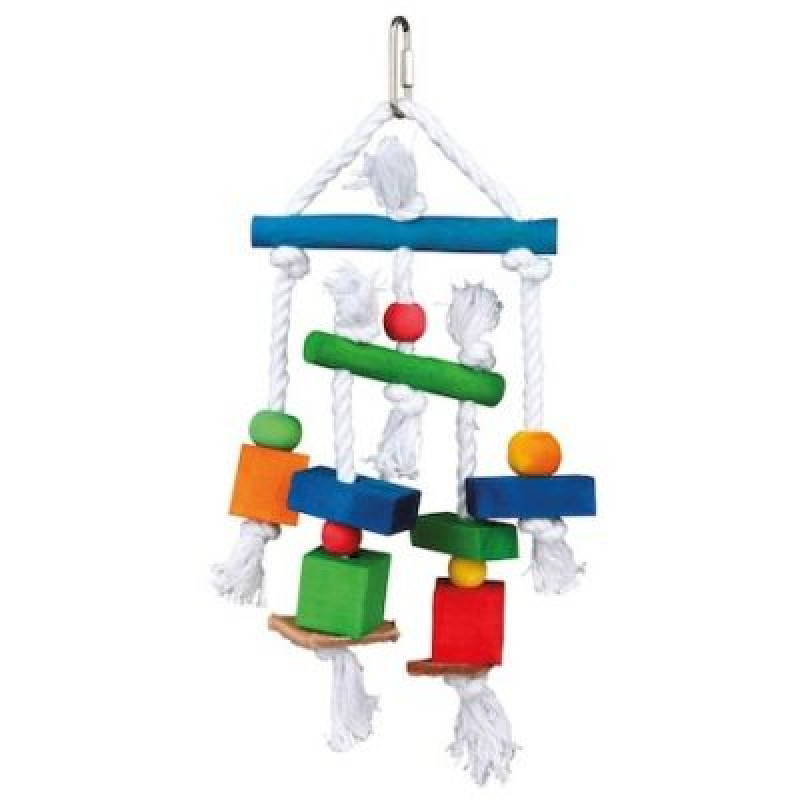 TRIXIE 58985 madárjáték akasztható színes fa-bőr 24 cm