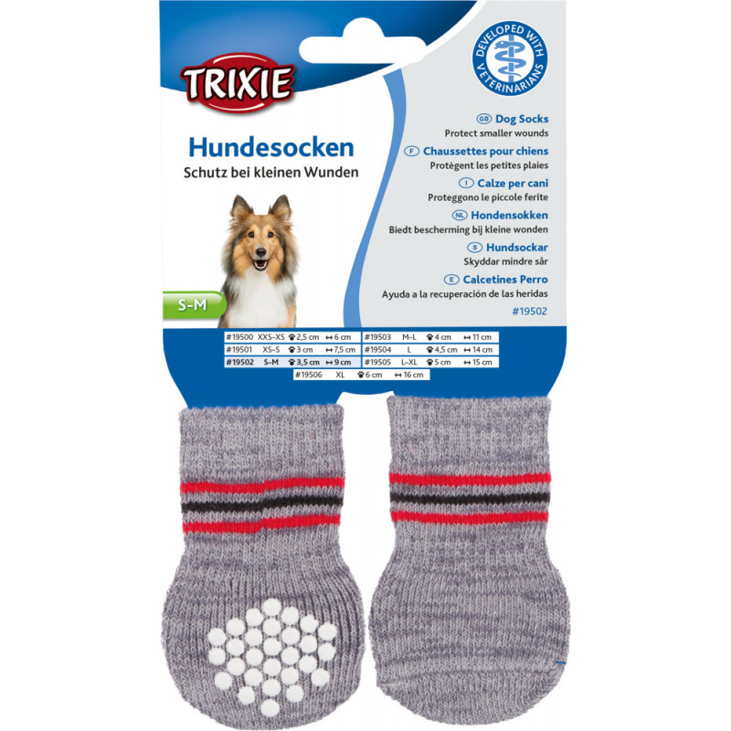 TRIXIE 19500 kutyazokni XXS-XS szürke tapadókorongos 2 db-os