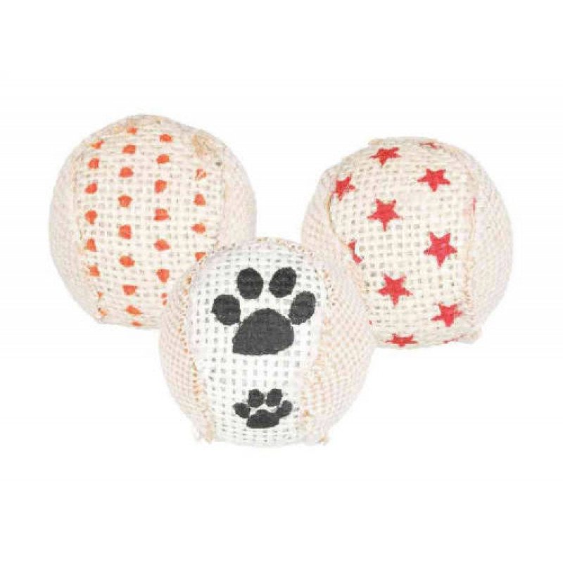 TRIXIE 45818  cicajáték csörgős juta labda 5cm, 3db-os