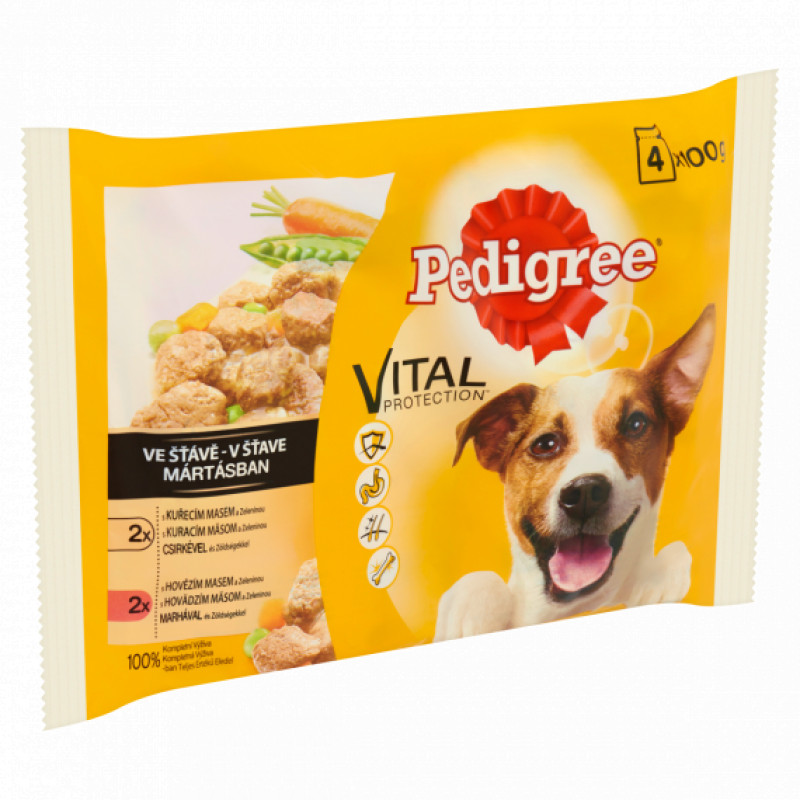 Pedigree 4x100 g alutasakos adult (csirke- és marha+zlds)