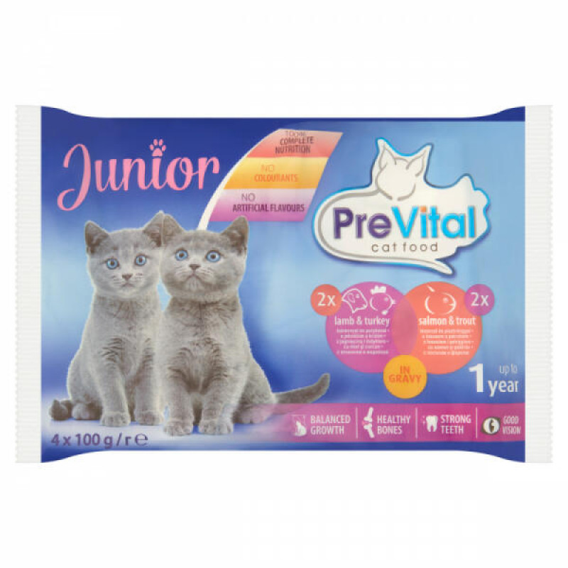 Prevital 4x100 g junior alutas. eledel bárány+pulkyka/lazac+tőkeh