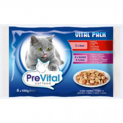 Prevital 4x100 g alutas.eledel kocsonyás (nyúl-pulyka, marha) Konzerv, nedves táp kutya-macska PreVital