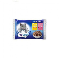 Prevital 4x100 g alutasakos eledel szószós (csirke-borjú) Konzerv, nedves táp kutya-macska PreVital