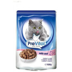 Prevital 100 g alutasakos eledel borjú szószós Konzerv, nedves táp kutya-macska PreVital