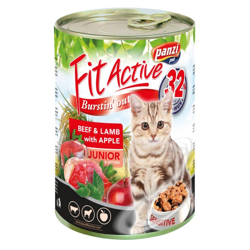 Panzi Fit Active 415 g konzerv cicáknak kitten marha-bárány