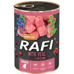 RAFI paté 400 g Gab.mentes junior 65% borjú+kék- és v.áfonya Konzerv, nedves táp kutya-macska RAFI