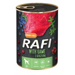 RAFI paté 800 g Gab.mentes 65% vadhús+kék- és v.áfonya Konzerv, nedves táp kutya-macska RAFI