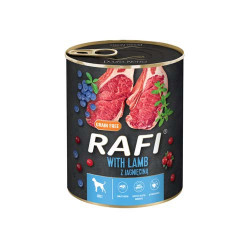 RAFI paté 800 g Gab.mentes 65% bárány+kék- és v.áfonya Konzerv, nedves táp kutya-macska RAFI