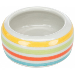 TRIXIE 60805 peremes kerámia tál egér/hörcsög 50 ml/8 cm szürke/színes csíkos Etető, itató Rágcsáló TRIXIE