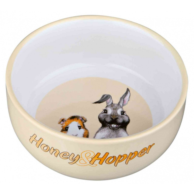 TRIXIE 60808 Honey&Hopper kerámia tál tengeri/nyúl 250 ml/11 cm zöld/fehér