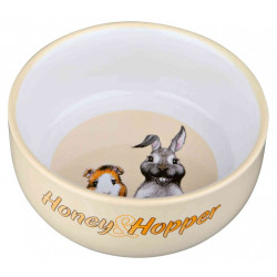 TRIXIE 60808 Honey&Hopper kerámia tál tengeri/nyúl 250 ml/11 cm zöld/fehér Etető, itató Rágcsáló TRIXIE