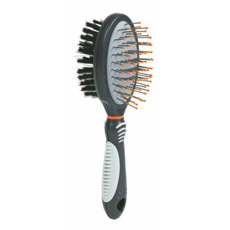 TRIXIE 24151 ovális dupla kefe műanyag 5x19 cm hosszú szőrzet