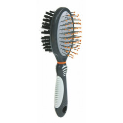 TRIXIE 24151 ovális dupla kefe műanyag 5x19 cm hosszú szőrzet Kefe, fésű kutya-macska TRIXIE