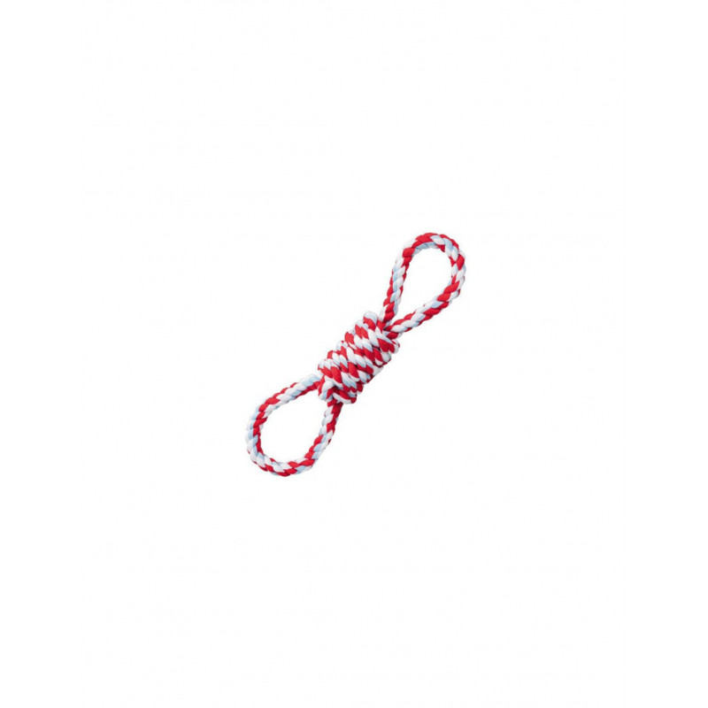 TRIXIE 35718 kutyajáték fogselyem 38 cm piros-fehér hurkos középen bogozott