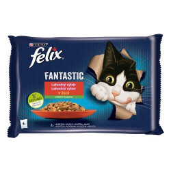 FELIX 4x85 g Csirkével és paradicsom/Marha+sárgara (314) Konzerv, nedves táp kutya-macska Felix