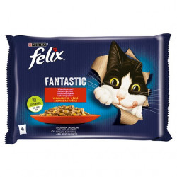 FELIX 4x85 g Nyúllal/Báránnyal aszpikban (086) Konzerv, nedves táp kutya-macska Felix