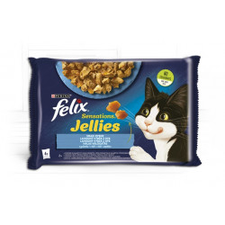 FELIX 4x85 g SENSATIONS JELLIES Halas válogatás aszpikos (128) Konzerv, nedves táp kutya-macska Felix