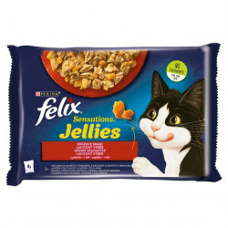 FELIX 4x85 g SENSATIONS JELLIES Házias válogatás aszpik (604) Konzerv, nedves táp kutya-macska Felix
