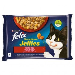 FELIX 4x85 g SENSATIONS JELLIES Házias válogatás aszpik (604) Konzerv, nedves táp kutya-macska Felix