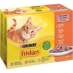 Friskies 12 pack szósz multip sárga csirke/kacsa/lazac/pulyka Konzerv, nedves táp kutya-macska Friskies