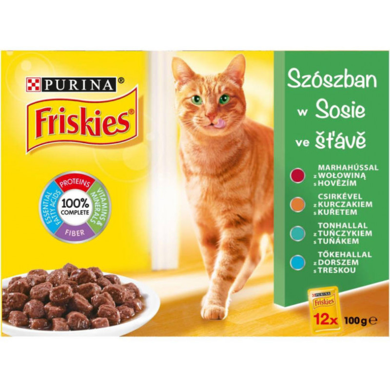 Friskies 12 pack szósz multip zöld marhah/csirke/tonhal/tőke.