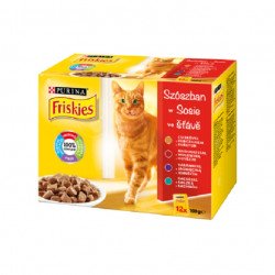 Friskies 12 pack szósz multip piros csirke/marha/bárány/kacsa Konzerv, nedves táp kutya-macska Friskies