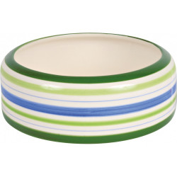 TRIXIE 60807 peremes kerámia tál nyúl 500 ml/16 cm szürke/színes csíkos Etető, itató Rágcsáló TRIXIE