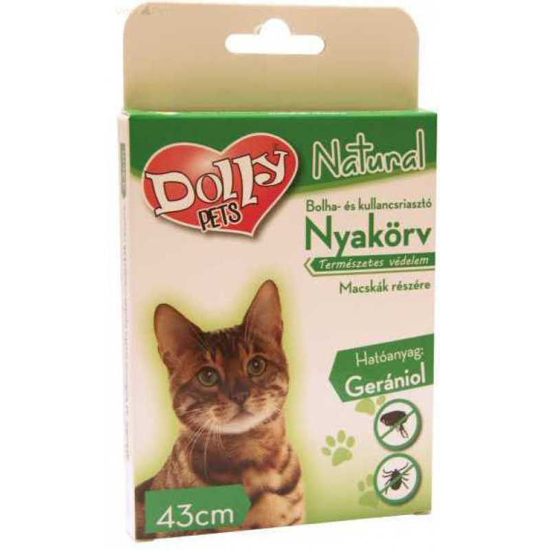 Dolly Natural bolha és kullancsriasztó nyakörv macskáknak 43 cm fehér