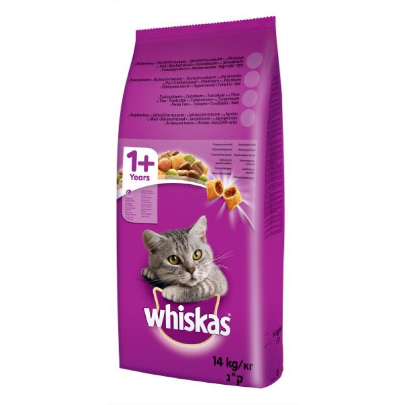 Whiskas 14 kg adult száraz cicatáp marha+máj