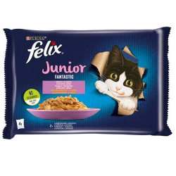 FELIX 4x85 g Junior Csirkével/Lazaccal aszpikban (208) Konzerv, nedves táp kutya-macska Felix
