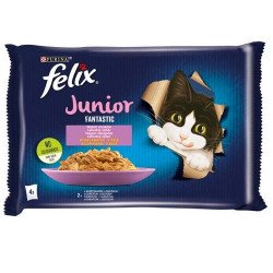 FELIX 4x85 g Junior Csirkével/Lazaccal aszpikban (208) Konzerv, nedves táp kutya-macska Felix