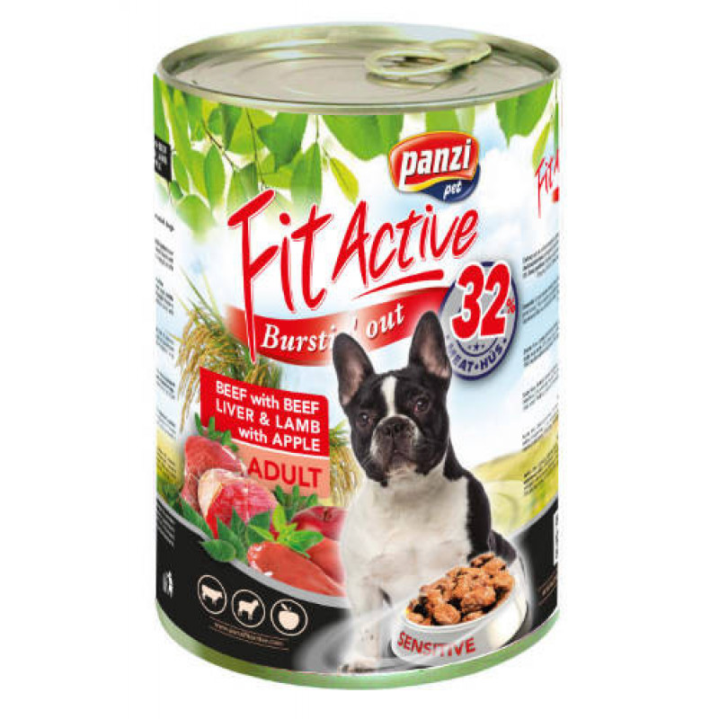 Panzi Fit Active Prémium 1240 g konzerv marha-máj-bárány almával