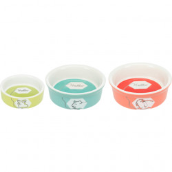 TRIXIE 60734 kerámia tál hörcsög 90 ml/8 cm szürke alapon szinezett, Hello felíratos figurás Etető, itató Rágcsáló TRIXIE
