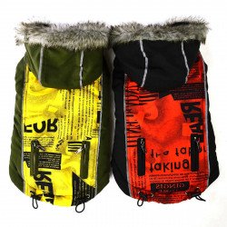 VZ Kutyaruha FD507-L kapucnis mintás kutyakabát hát 32/ mell. 43-45 / nyak 28-30 cm Kutya kutya-macska