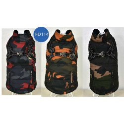 VZ Kutyaruha VIVAZ114-XXL terep mintázatú hámos kutyakabát hát 40/ mell.51-53/ nyak 34- 36 cm Kutya kutya-macska