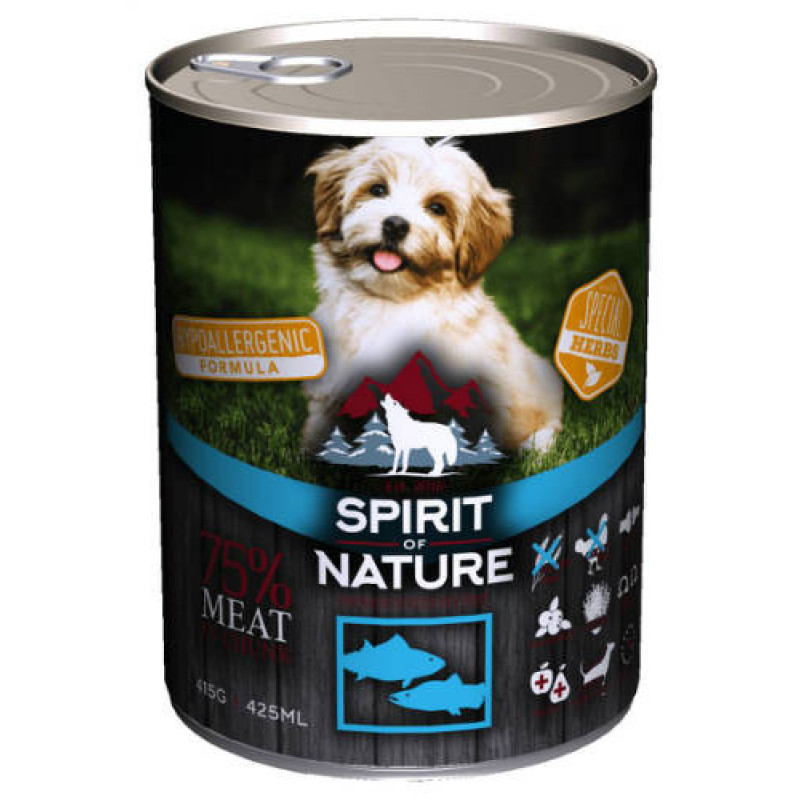 Spirit of Nature Hypoallergenic konzerv DOG 415 g Tuna&Salmon / Tonhallal és Lazaccal