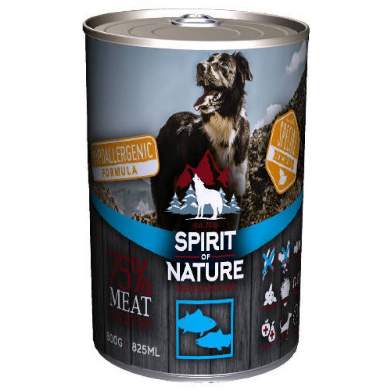 Spirit of Nature Hypoallergenic konzerv DOG 800 g Tuna&Salmon / Tonhallal és Lazaccal