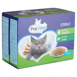 Prevital 12x100 g sterile alutasakos eledel máj-baromfi Konzerv, nedves táp kutya-macska PreVital