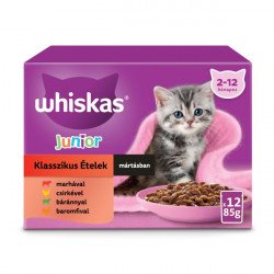 Whiskas 12 pack alutasakos JUNIOR krémes Klasszikus válogatás (853) 12x85g Konzerv, nedves táp kutya-macska Whiskas