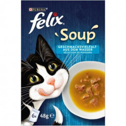 FELIX Soup Halas válogatás szószban nedves macskaeledel 6x48g Konzerv, nedves táp kutya-macska Felix