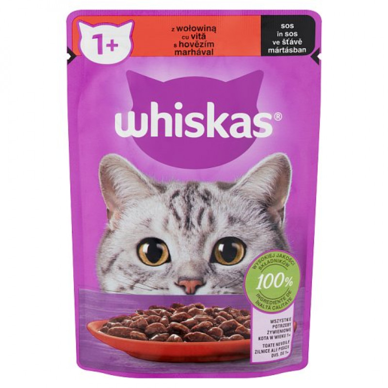 Whiskas alutasakos adult 85 g marhás