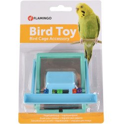 FGO 143615 madárjáték tükrös etető állókával és gyöngyökkel  10 cm Játék Madár Flamingo