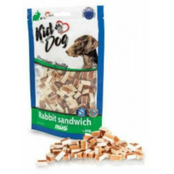 KidDog A04813 jut.falat kutyáknak - Rabbit sandwich Mini - mini szendvics nyúl 60% tőkehal 34% 80g Kutya kutya-macska KidDog
