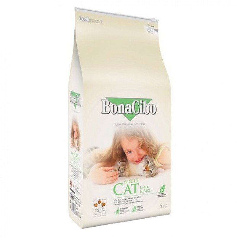 BonaCibo Cat Adult Hypoallergén 5 kg Lamb & Rice szardellával és rákkal