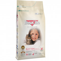 BonaCibo Cat Kitten 1,5 kg Chicken & Rice szardellával és rákkal Macskatáp, macskaeledel kutya-macska BonaCibo