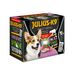 JULIUS K-9 special pack 12x100 g borjú&nyúl szószós 314129 Konzerv, nedves táp kutya-macska JULIUS-K9