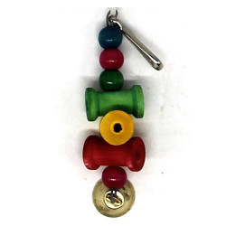 BPS 12307 Madárjáték fűzőtt színes fagolyó és henger csengettyűvel 13,5 cm Játék Madár