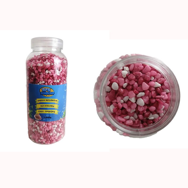 BPS 6423 színes kavics közepes 2-4 mm 1 kg műanyag flakonban vil.rózsa.-fehér-sötétrózsa