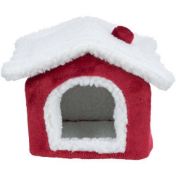 TRIXIE 92651 Xmas mikulás ház bujó kisállatoknak egér/hörcsögnek piros/fehér 15x12x15cm Játék Rágcsáló TRIXIE